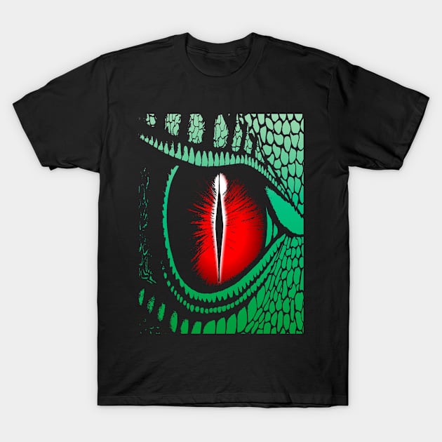 Red Dragons Eye Design T-Shirt by LuckDragonGifts